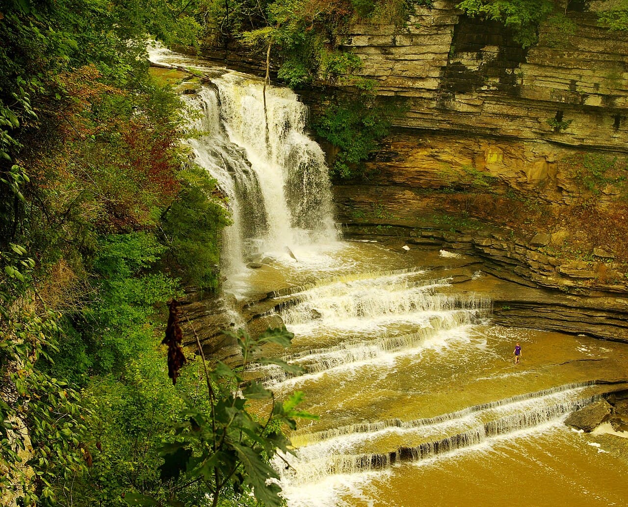 Cummins Falls plunging into the Blackburn Fork gorge in Jackson County, Tennessee
