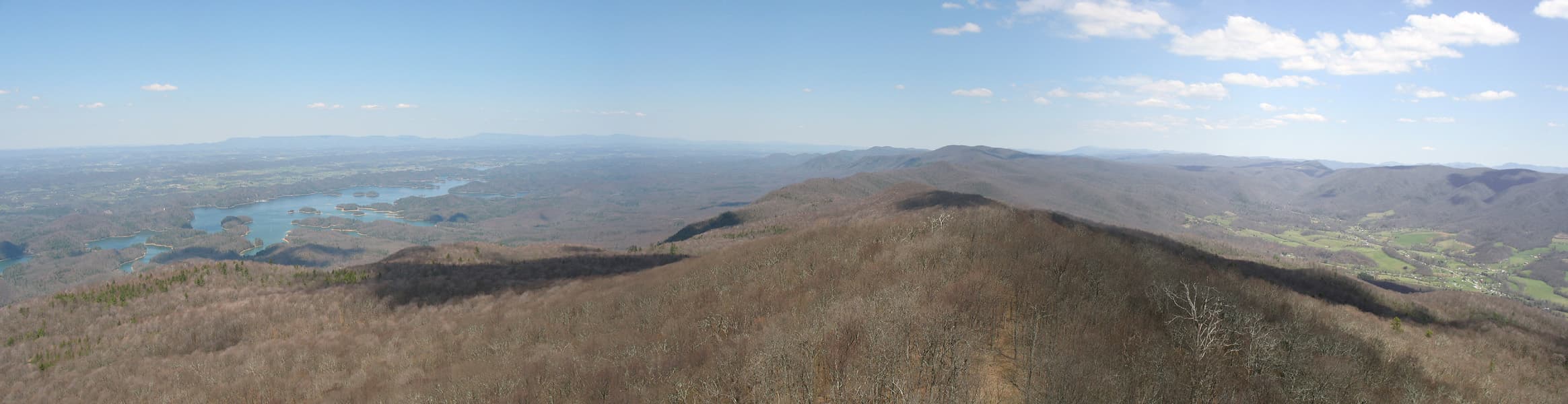 The panoramic ridge-top view from Holston High Knob along the spine of Holston Mountain