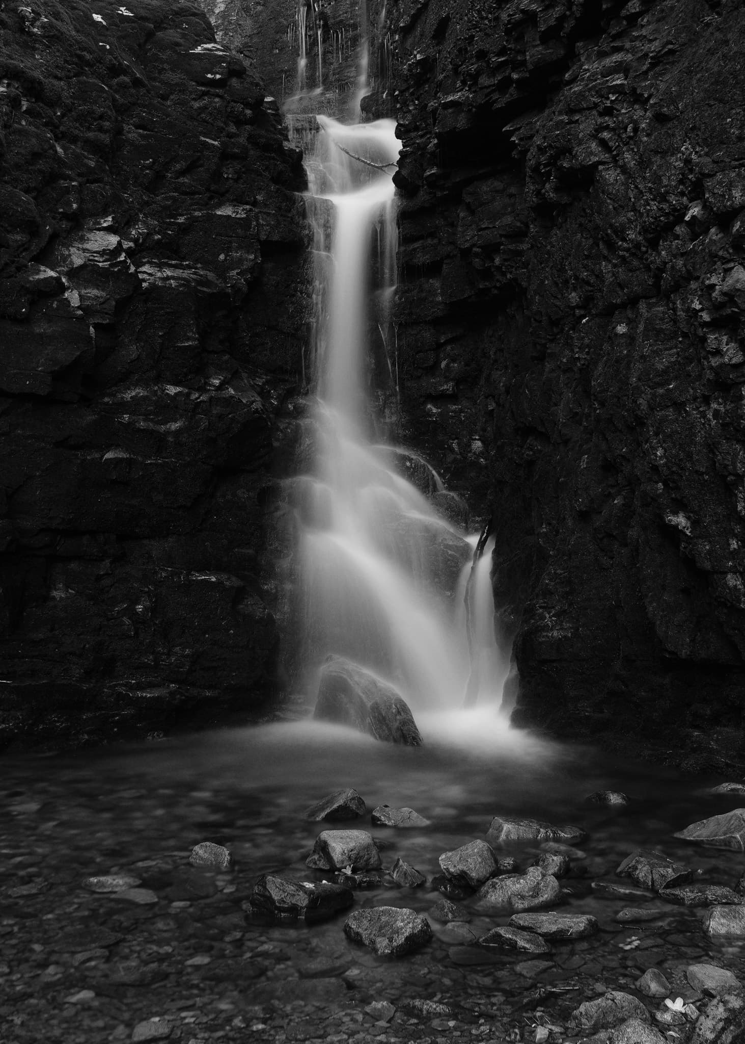 Rock Creek Falls tumbling through a boulder-strewn cove in the Unaka Mountain Wilderness